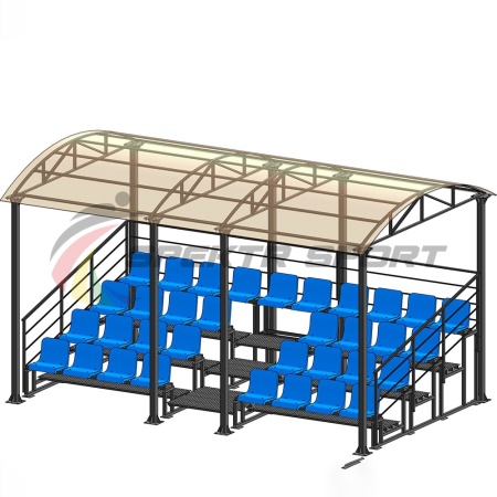 Купить Трибуна для зрителей 4 ряда на 34 места с навесом и перилами в Кизеле 